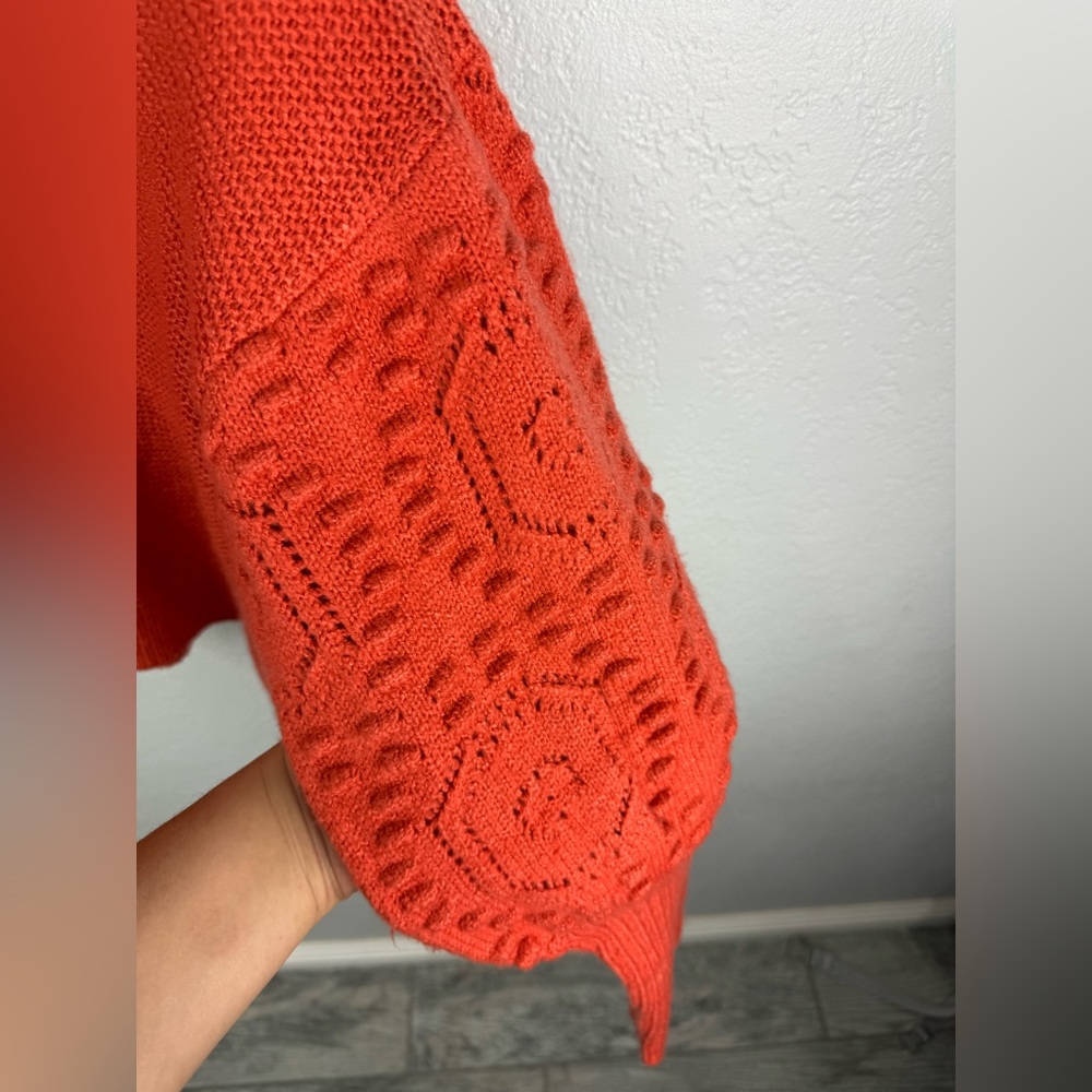 Calligraphie Orange Ribbed Knit Button Women's Bu… - image 6